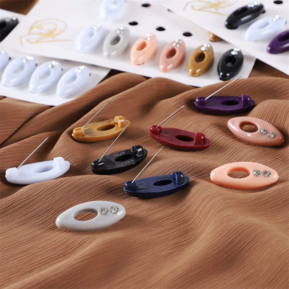 Oval Color Plastic Buckle Neck Clip Veil Pin Silk Brooches