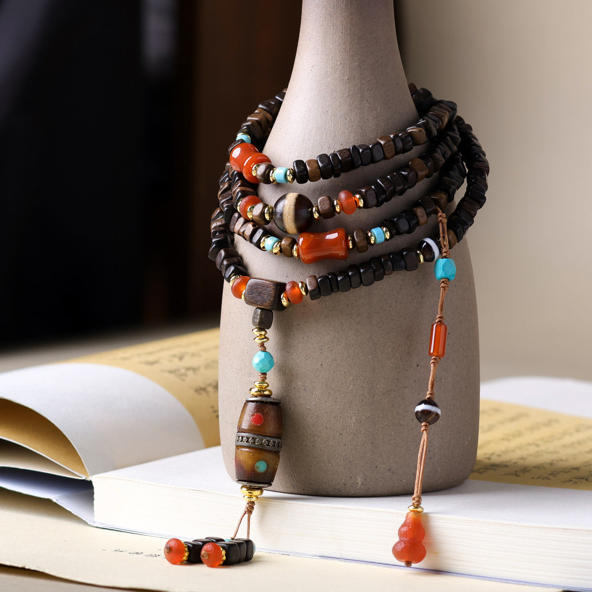 Women's Vietnam Nha White Chess Nan Eaglewood Buddha Beads Bracelets