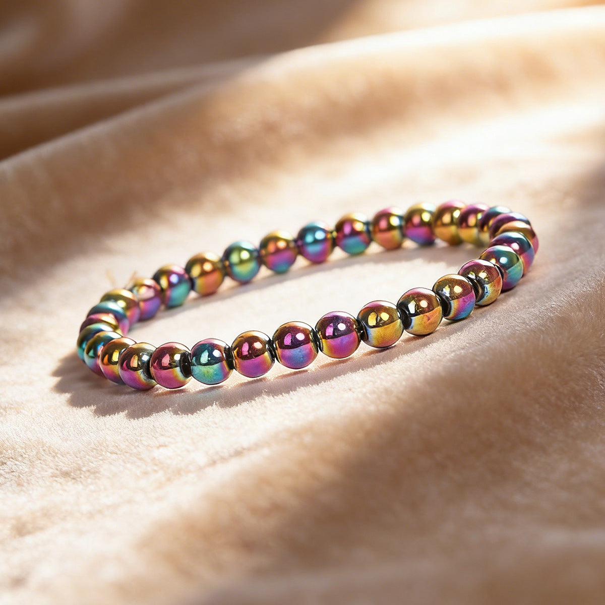 Beaded Colorful Hematite Handmade Elastic String Bracelets