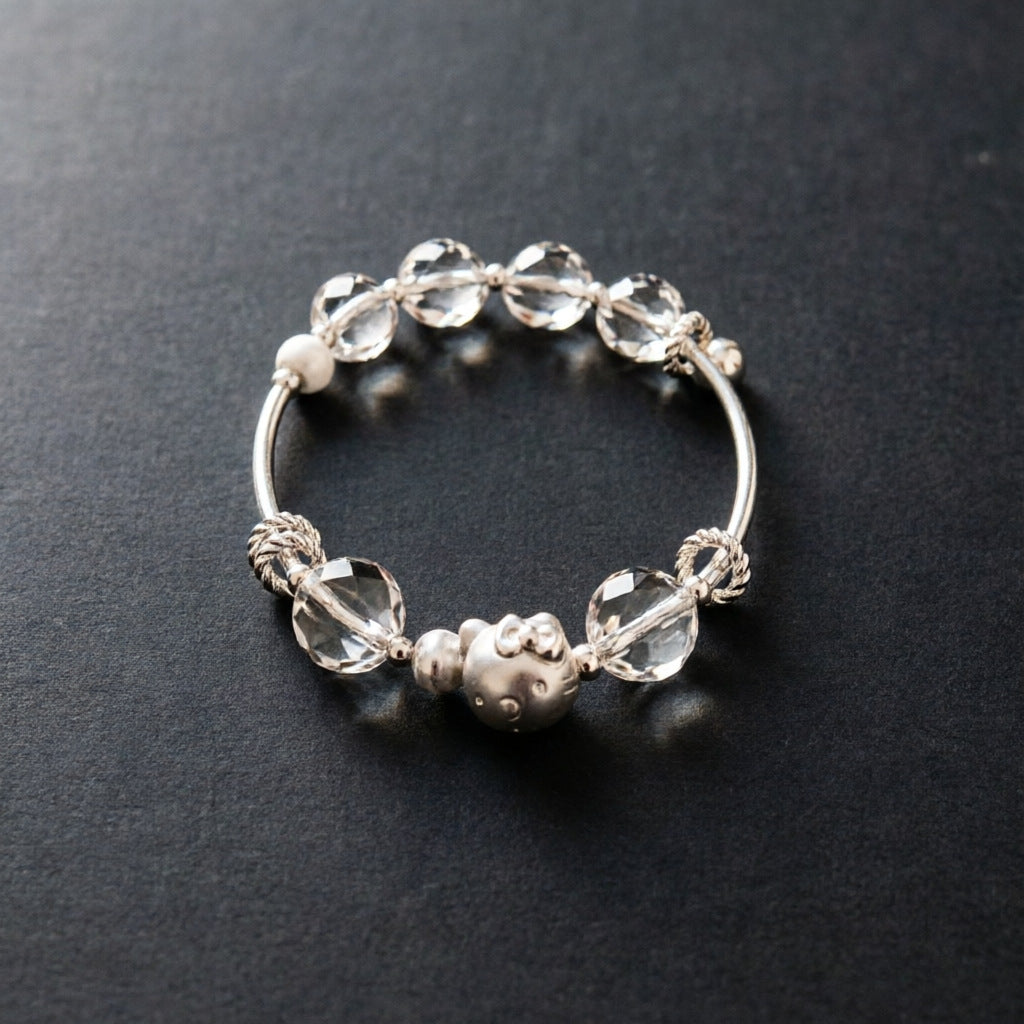 Clear Irregular White Crystal Beaded Fashionable Fresh Cute Cartoon Bracelet