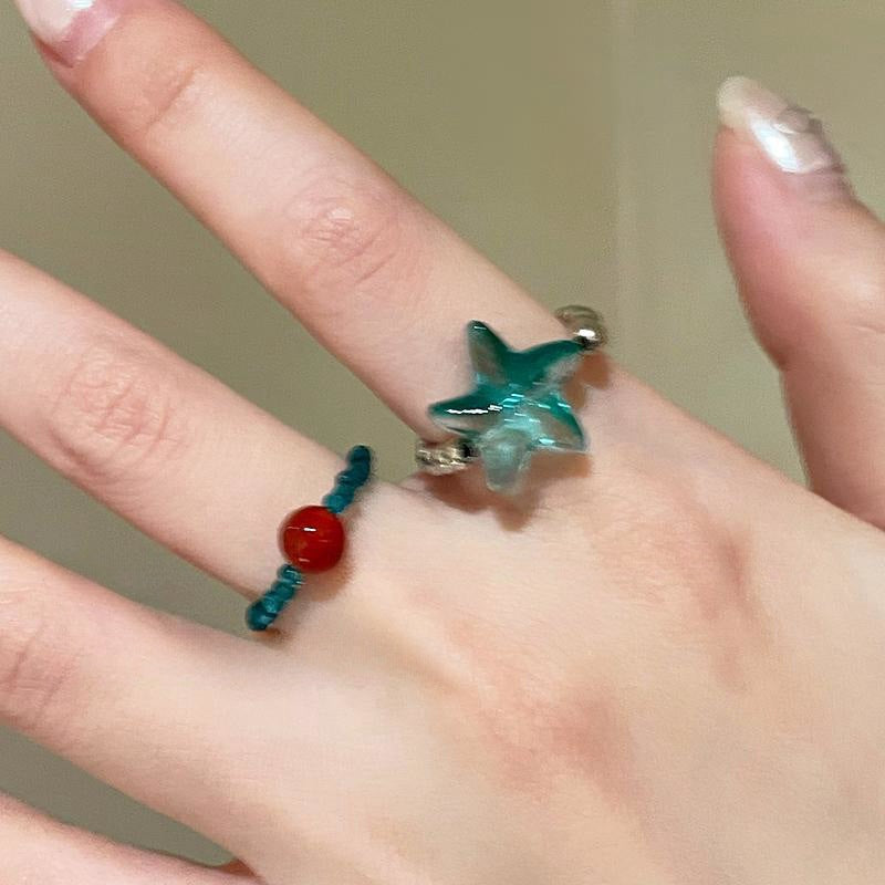 Starfish Beaded Female Summer Fashion Personality Girlfriends Index Finger Design Rings