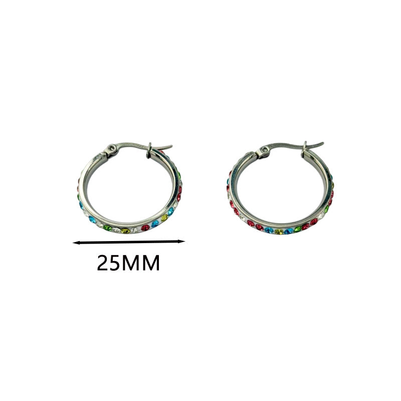 Women's Luxury Refined Rhinestone Full Diamond Big Hoop Fashion Earrings
