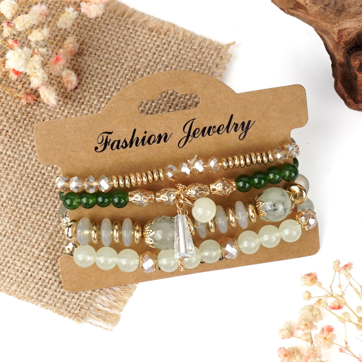 Bohemian Chain Tassel Colored Glass Crystal Bracelet