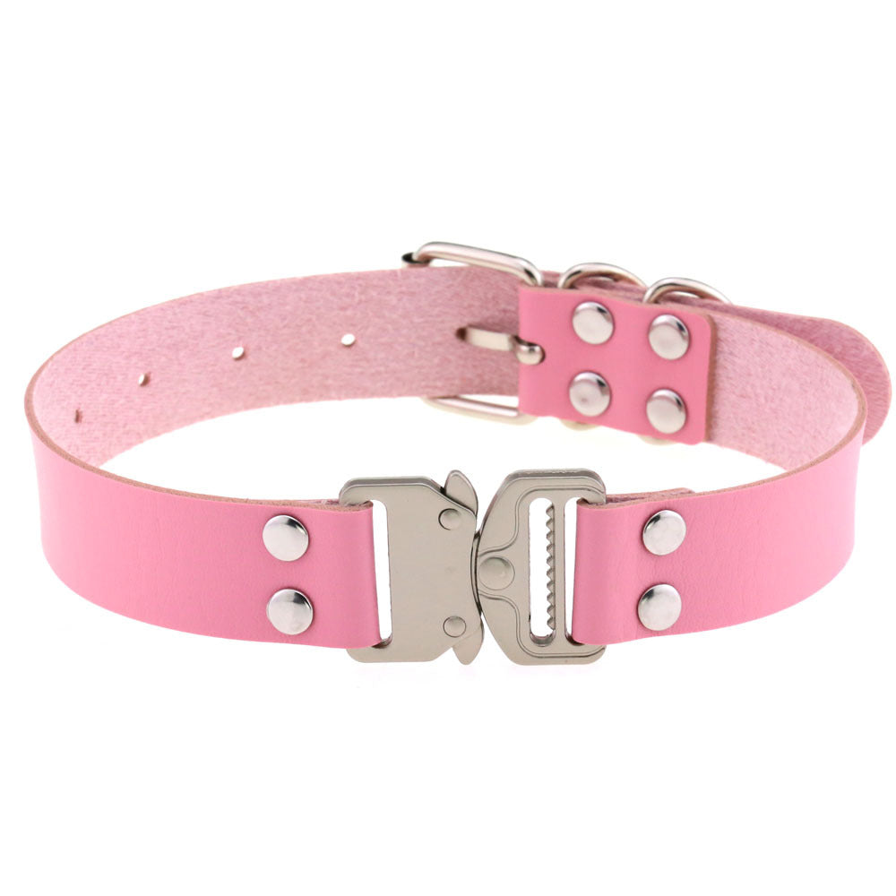 Simple Release Buckle Clavicle Creative Classic Pin Leather Collar