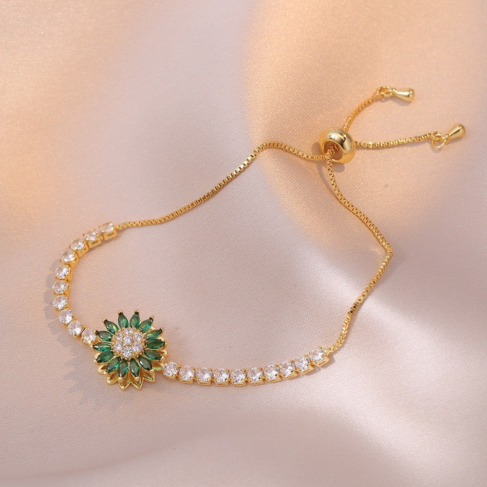 Female Five Petal Flower Fashion Bauhinia Rotatable Bracelet