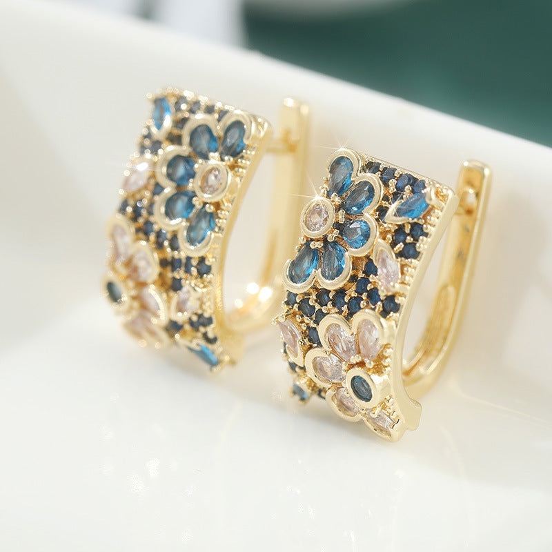 Copper Light Luxury Temperament Leaves Flower Earrings