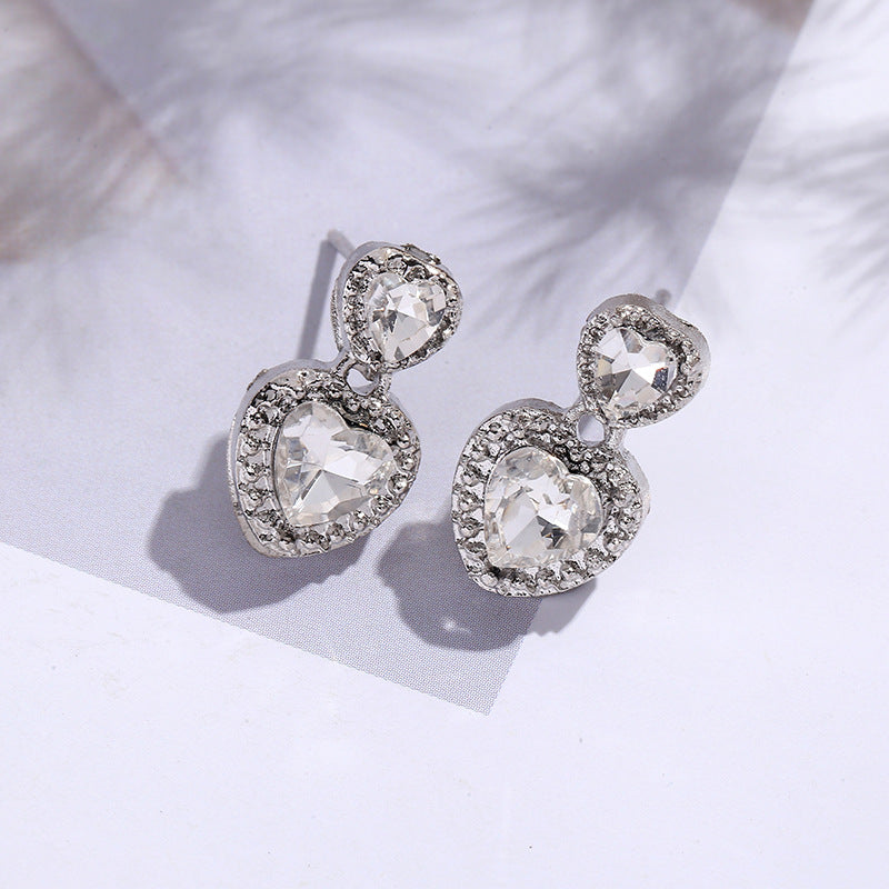 Women's High-grade Heart-shaped Zircon Affordable Luxury Fashion Niche Personality Stud Earrings