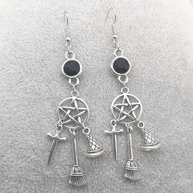 Five-pointed Star Sword Dagger Gothic Dark Supernatural Earrings