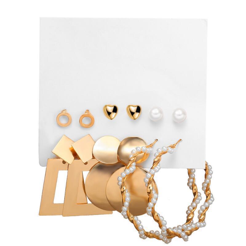 Creative Simple Acrylic Alloy Metal Pearl Stud Earrings