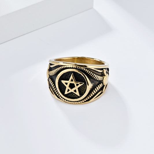Men's Style Satan Goat Pentagram Titanium Steel Rings