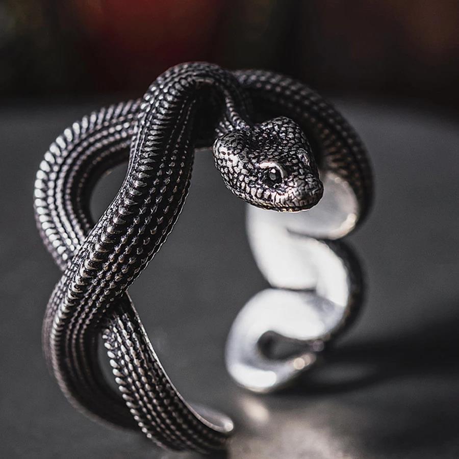 Retro Python Dark Punk Three-dimensional Snake Cord For Ring