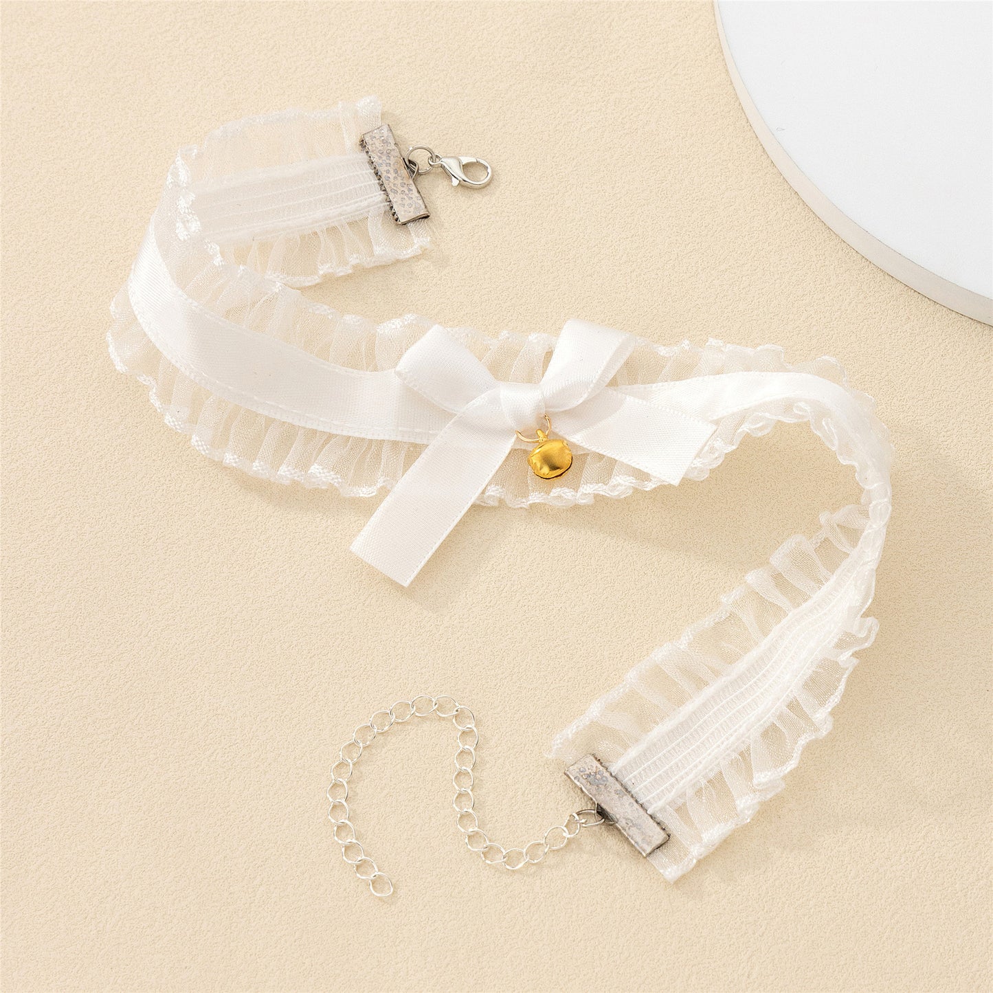 Women's Black Bow Ruffled Super Fairy Retro Little Bell Necklaces