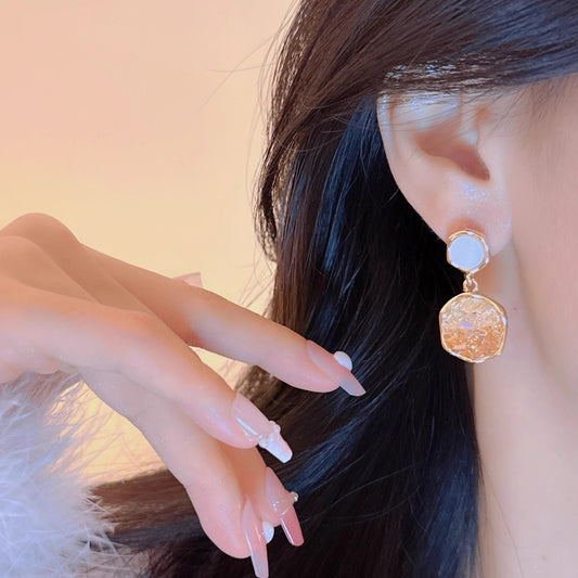 Sier Needle Crystal Drop Design High-grade Earrings