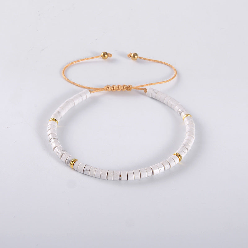 Women's & Men's Natural Stone Spacer Beads Hand Weaving Bracelet
