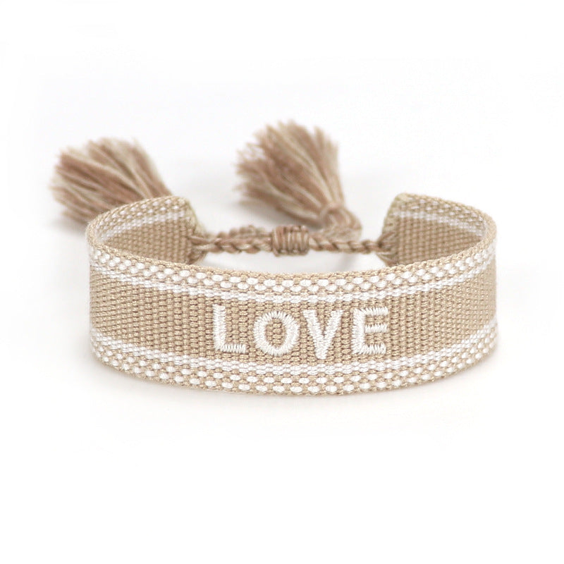 Women's Letter Carrying Strap Hand-woven Tassel Can Bracelets