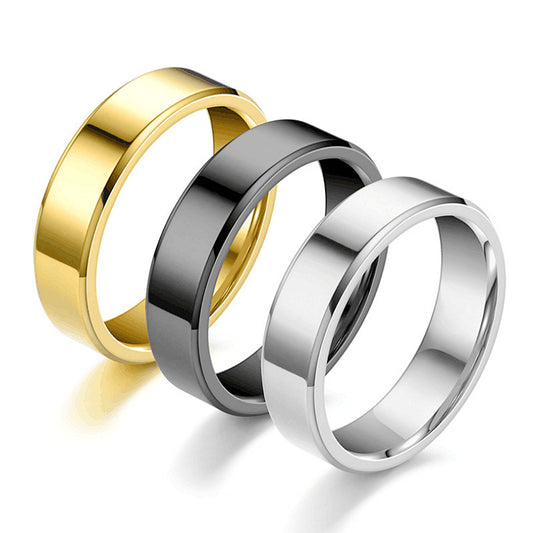 Men's Titanium Steel Glossy Couple Stainless Small Rings