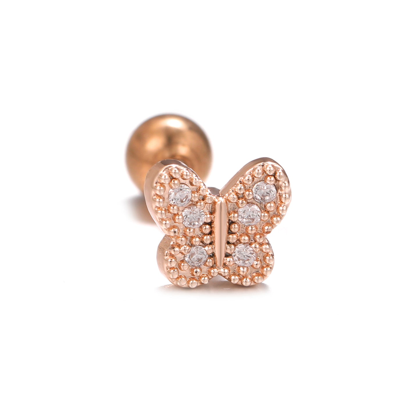 Mori Style Fresh Zircon Flower Ear Bone Stainless Steel Fine Stud Earrings