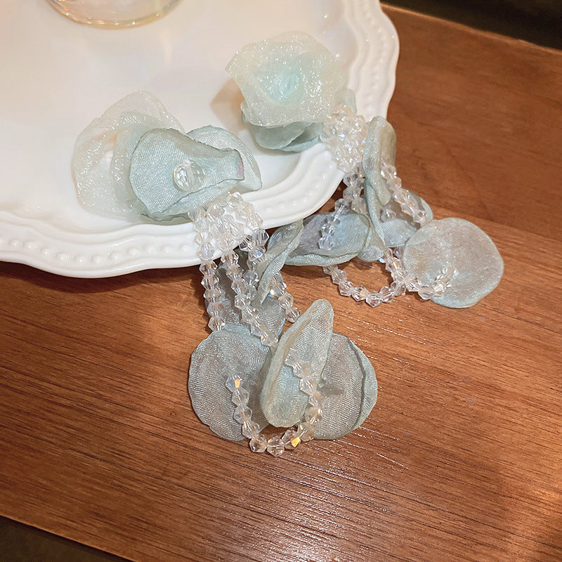 Women's Bead Flower Tassel Light Luxury High-grade Vacation Style Earrings