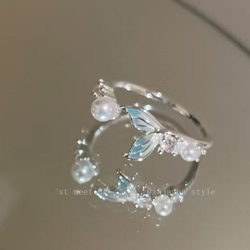 Gradient Fishtail Open-end Zircon Fashion Minimalist Ring
