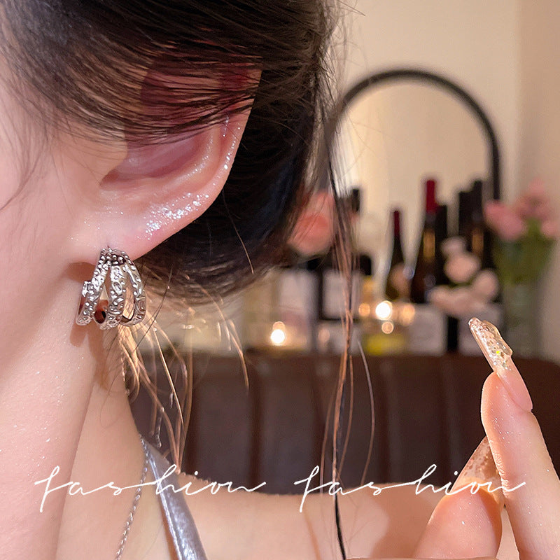 Women's Simple Cold Style Hoop Ear Clip Earrings