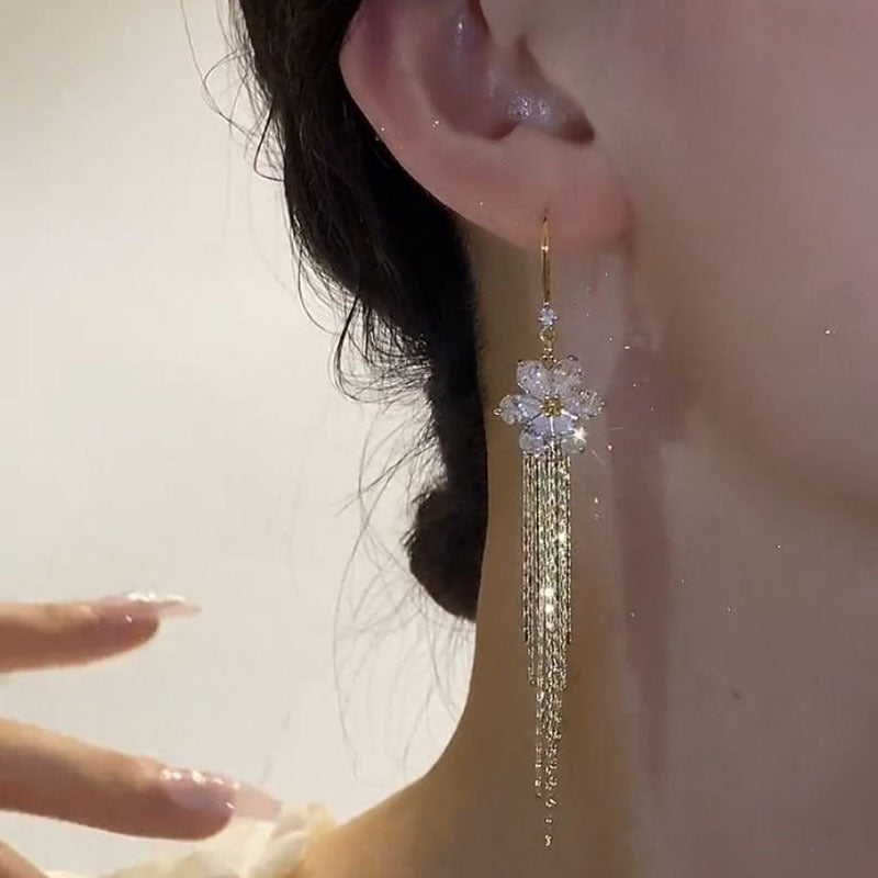 Super Temperament Long Style Petals Tassel High-grade Ear Hook
