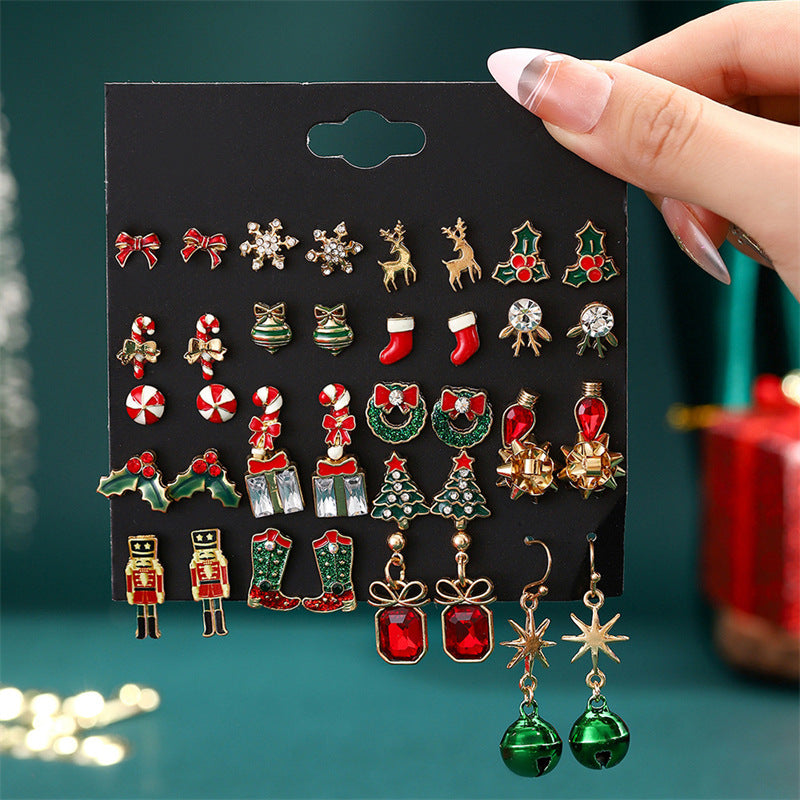 Small Ear Cartoon Christmas Snowman Gift Earrings