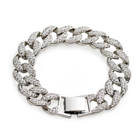 Men's Hip Hop Cuban Trendy Style Nightclub Hand Diamond Bracelets