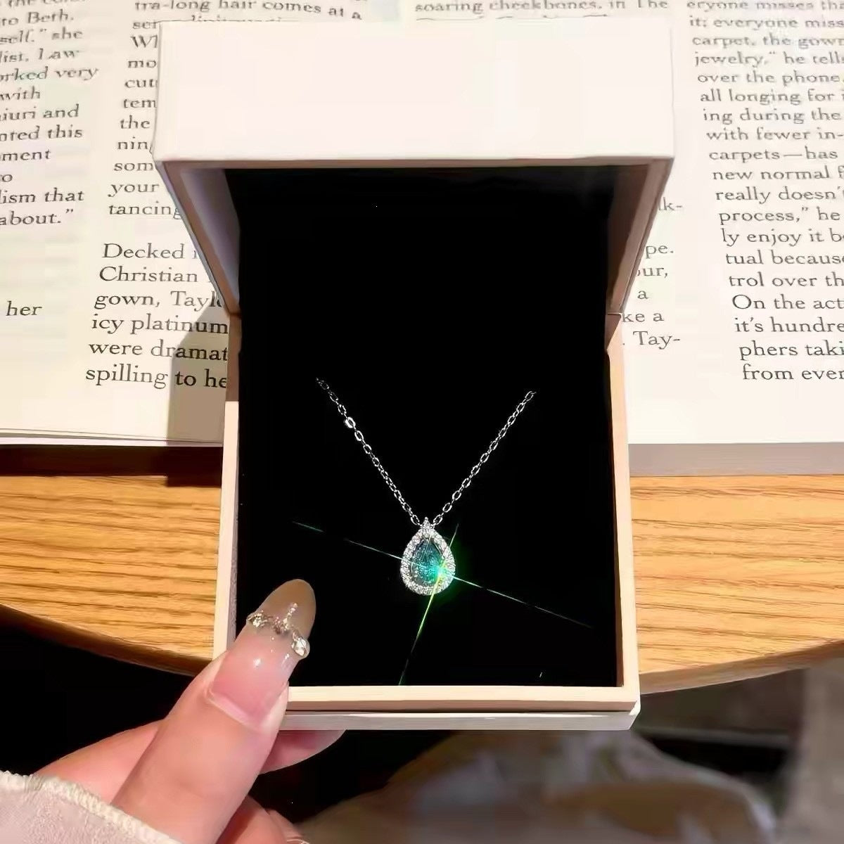 Women's High Quality Vacuum Sier Plated Color Retention Blue Crystal Water Jewelry Set