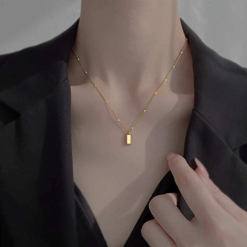 Female Niche Clavicle Chain Partition Bead Titanium Steel Necklace