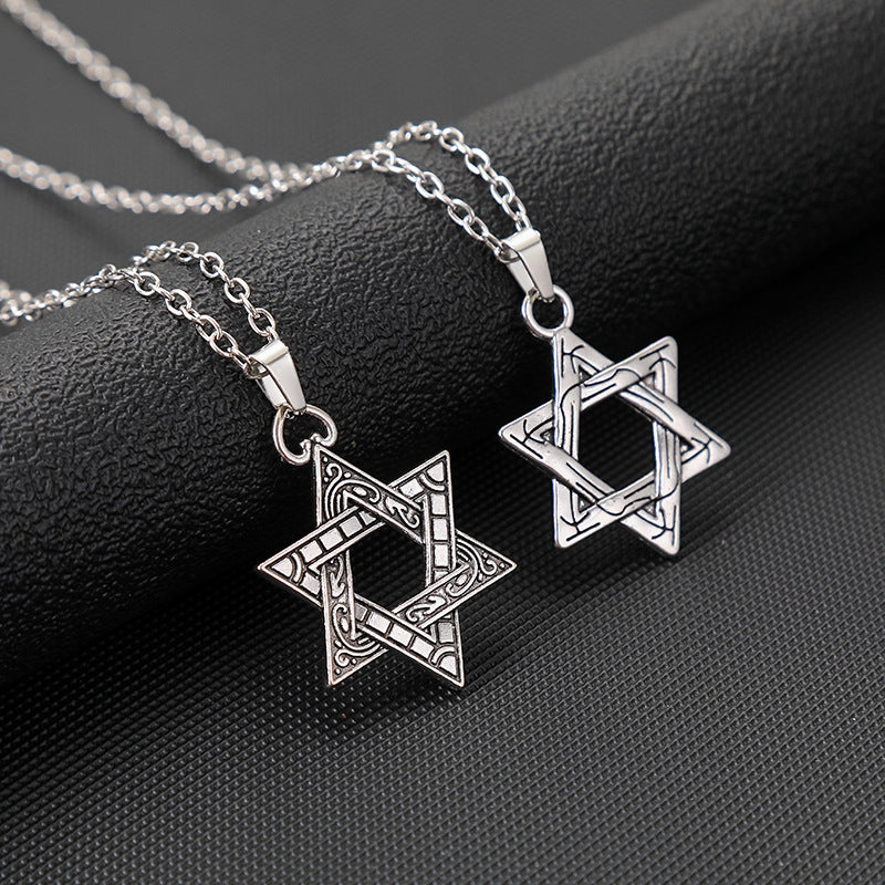 Women's & Men's Hexagram Hip Hop Niche Design Light Luxury Necklace