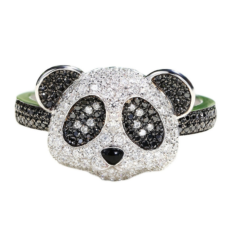Full Diamond Black Gold Zircon Panda Cute Opening Pendants