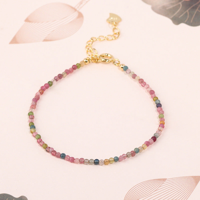 Natural Rainbow Tourmaline Stone Special Interest Light Bracelets