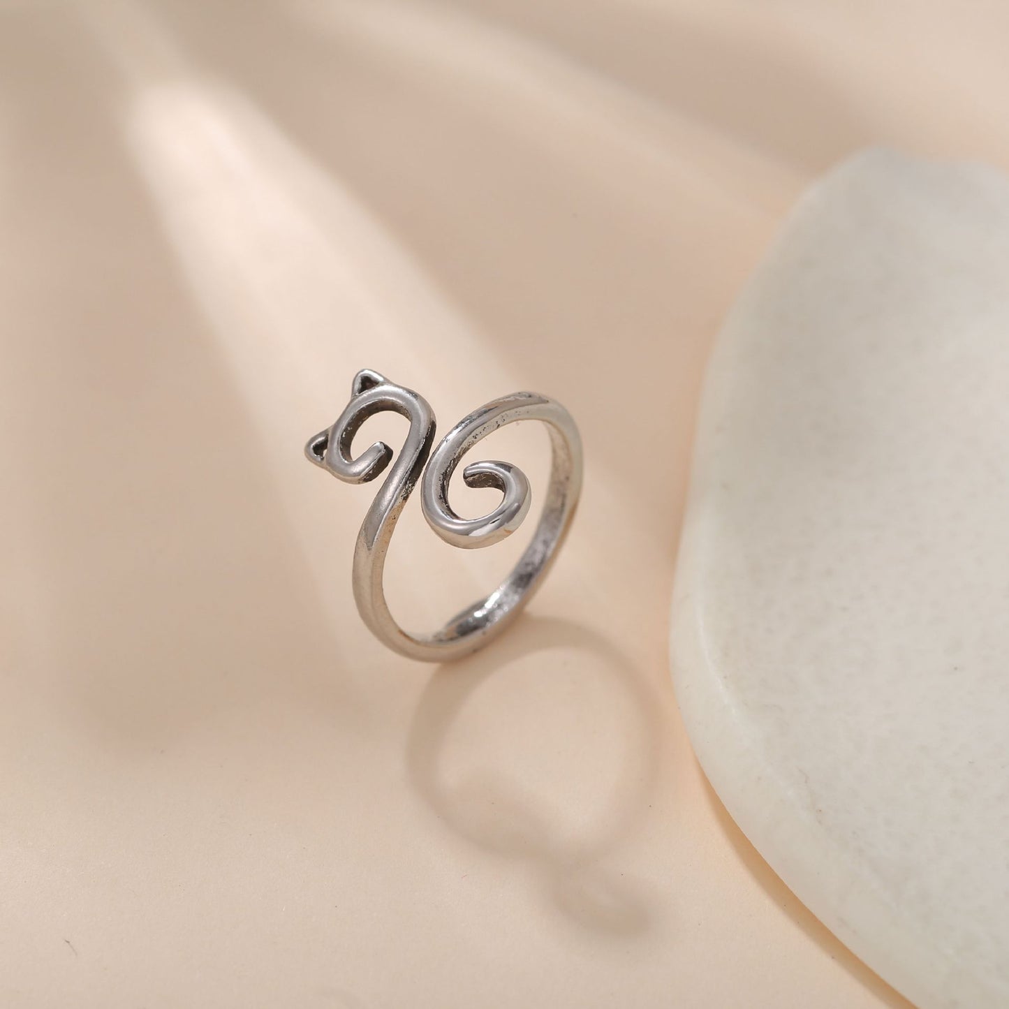 Men's Retro Trendy Sier Open Single Lucky Rings