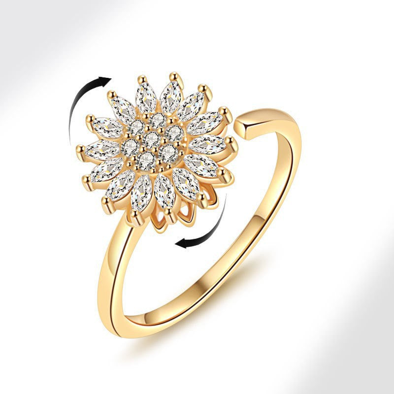 Braiding Copper Inlaid Zirconium Real Gold Winding Female High Sense Ring