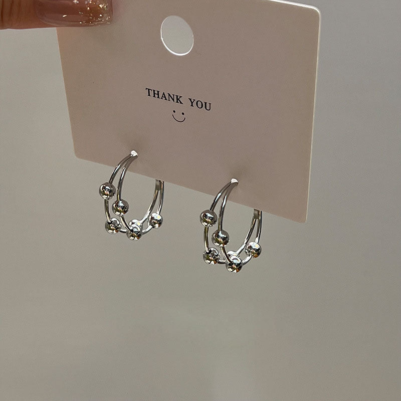 Women's Cold Style Metal Beads Double For Niche Rings