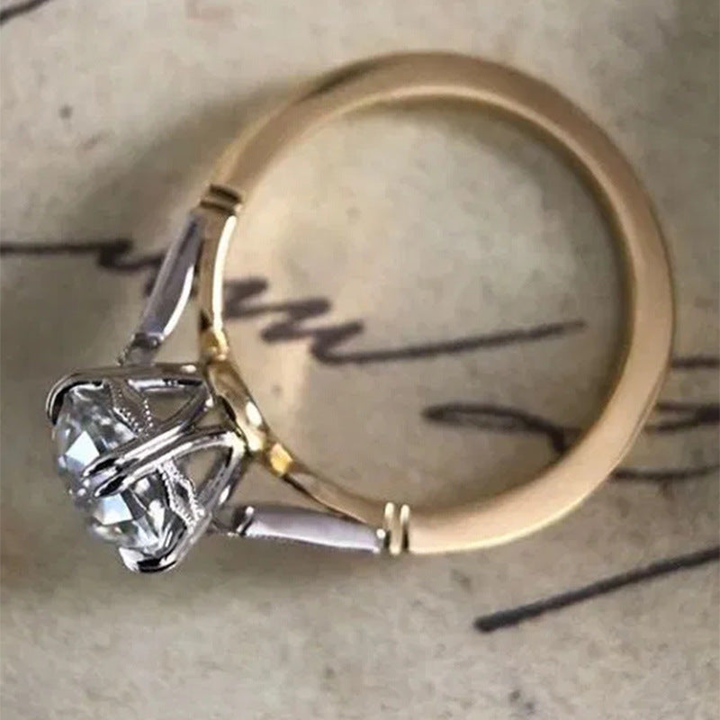 Women's Shi Copper Plating Two-color Zircon Fashion Rings