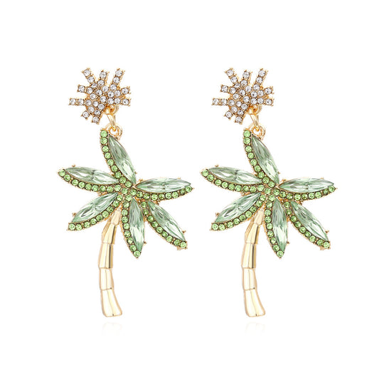 Women's Trendy Coconut Tree Colorful Zinc Alloy Elegant Fashion Personality Ear Rings