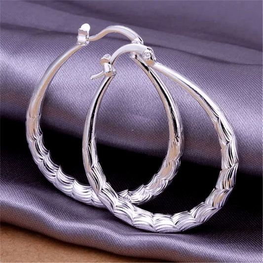 Sier Plated Big Hoop Fashion Personality Female Earrings