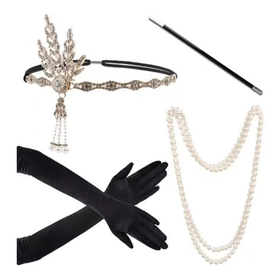 Red Feather Hair Band Masquerade Single Jewelry Set