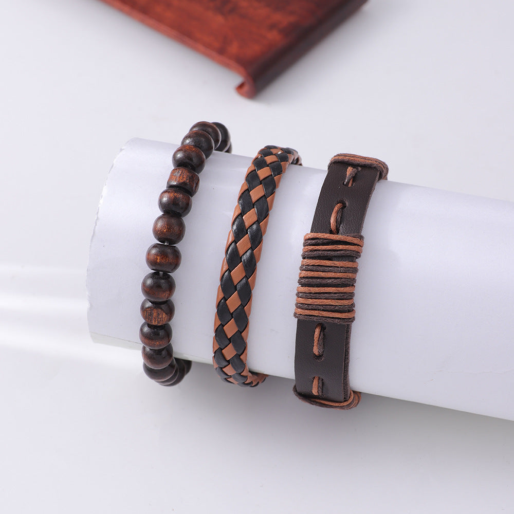 Simple Vintage Weave Punk Leather Carrying Bracelet