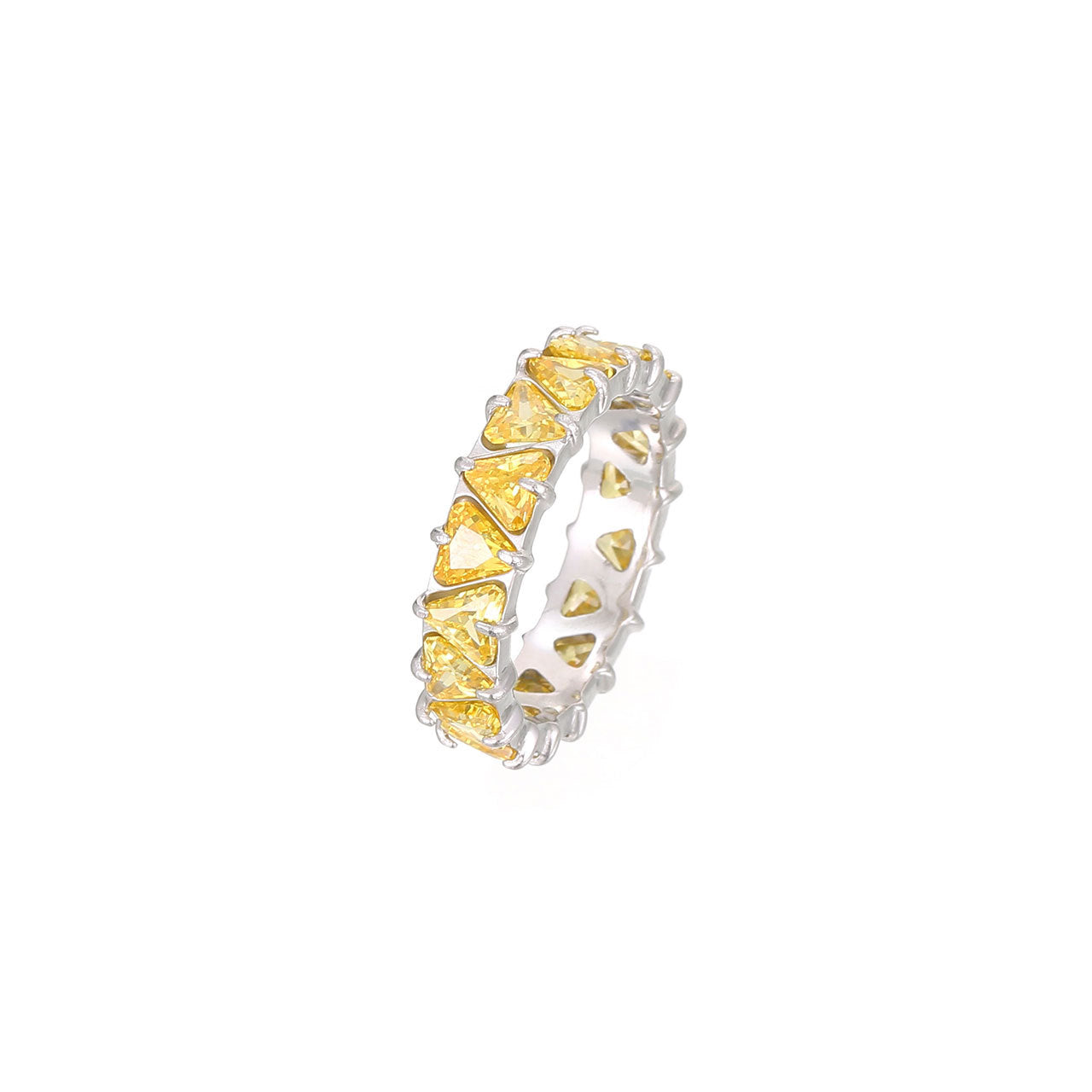 Gang Drill Color Zircon Female Diamond Heart-shaped Rings