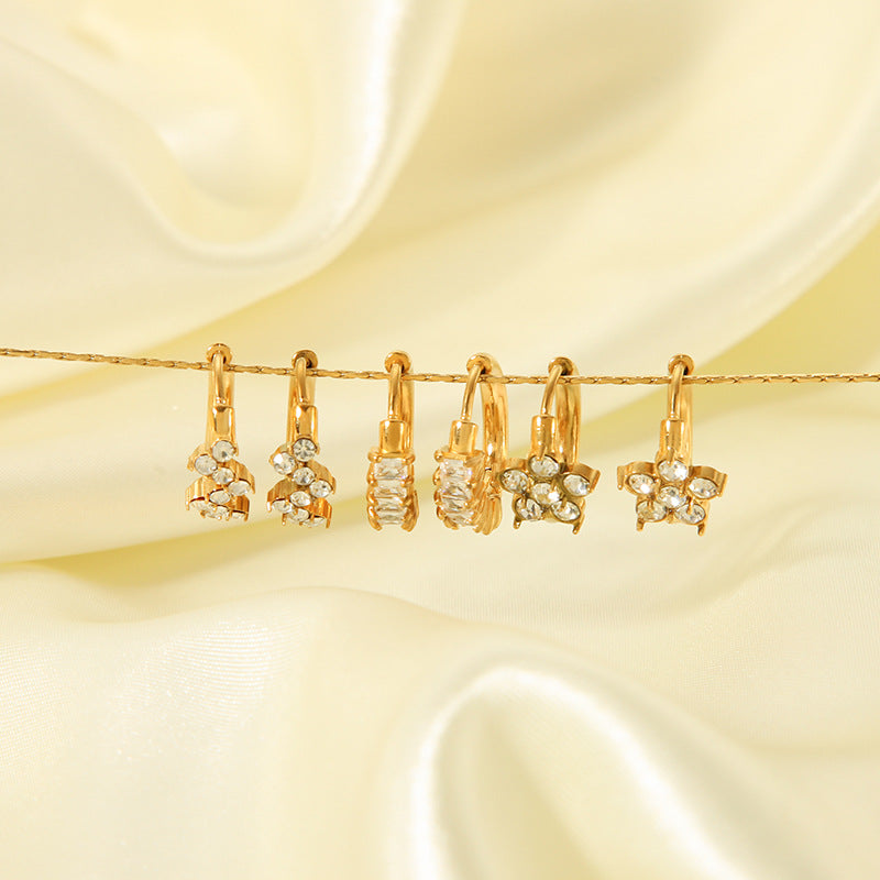 Women's Fashionable Exquisite Stainless Steel Flower Ear Gold-plated Earrings