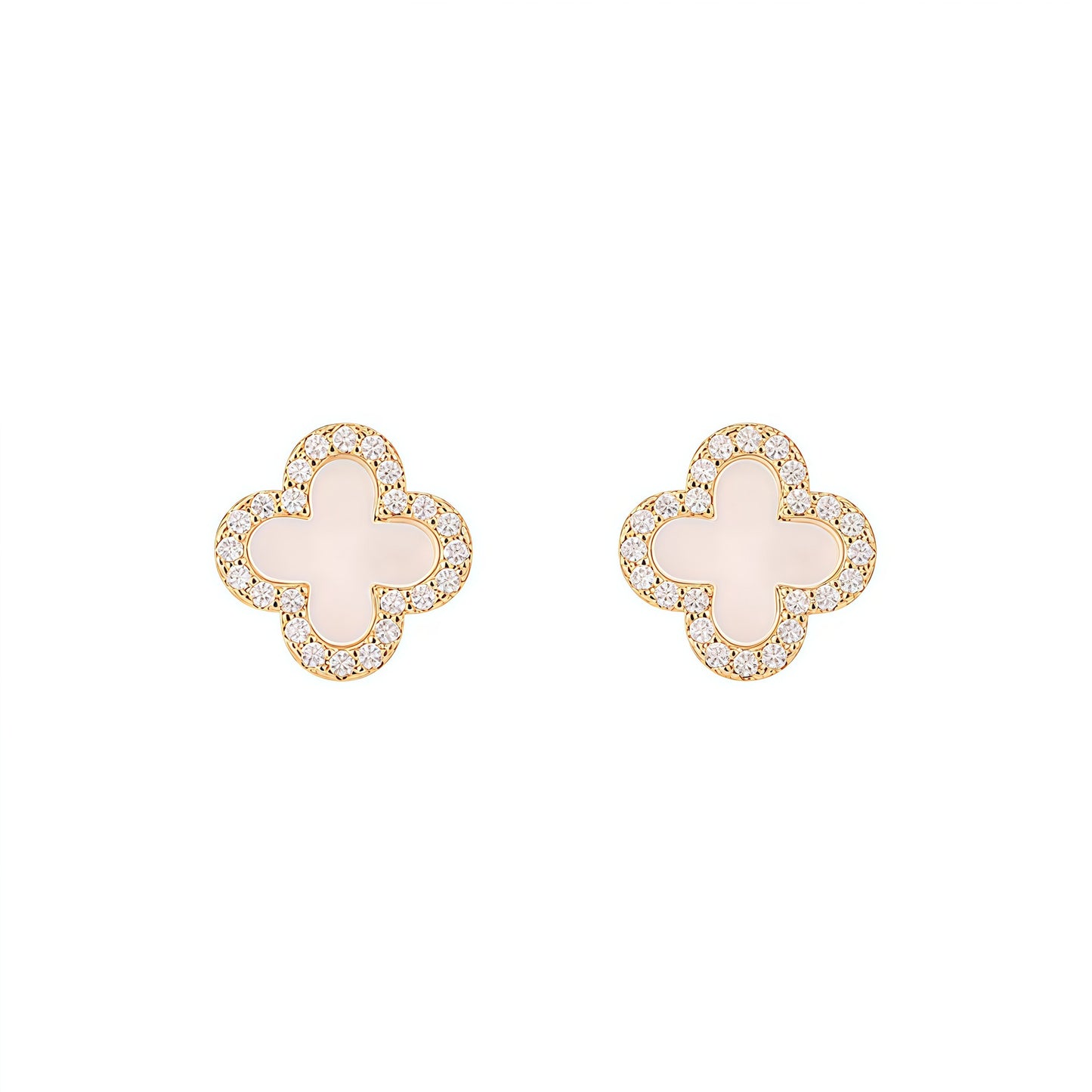 Women's Sier Needle Lucky Four-leaf Clover Light Stud Earrings