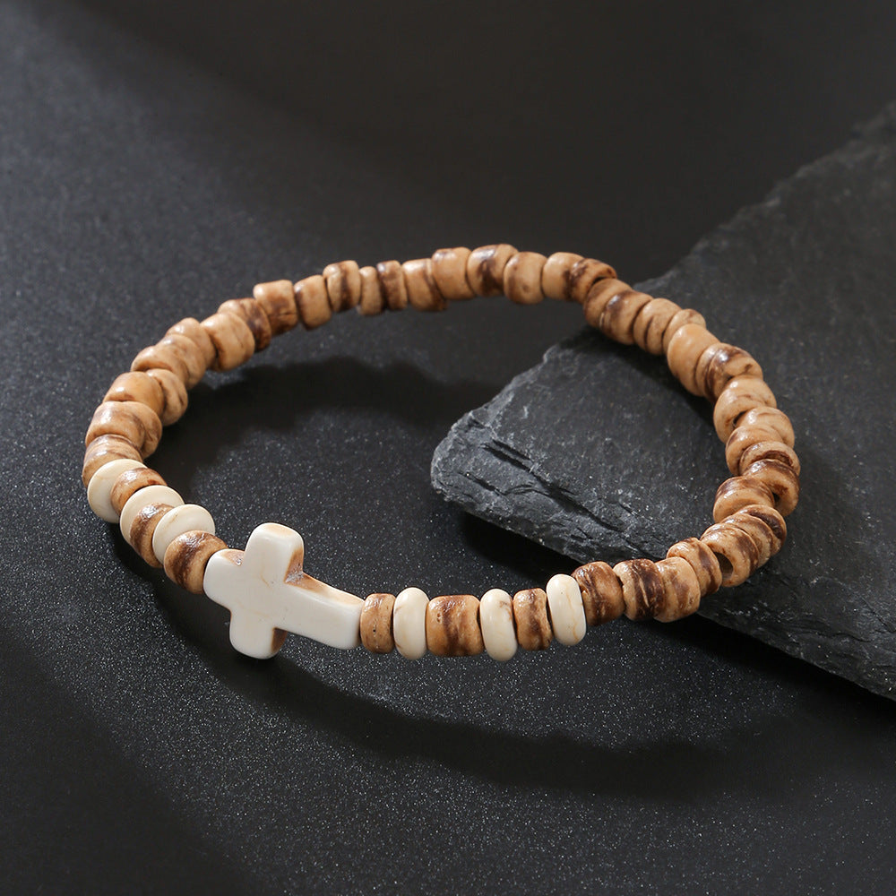 Bohemian Turquoise Beaded Ethnic Style Cross Bracelet