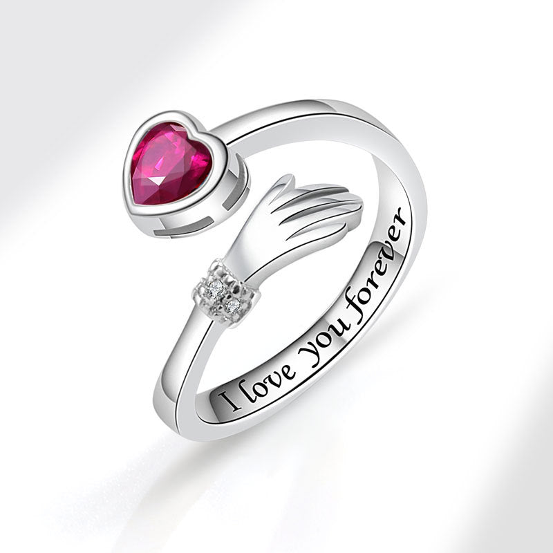 Hug Female Love Opening Adjustable Warm Heart Ring