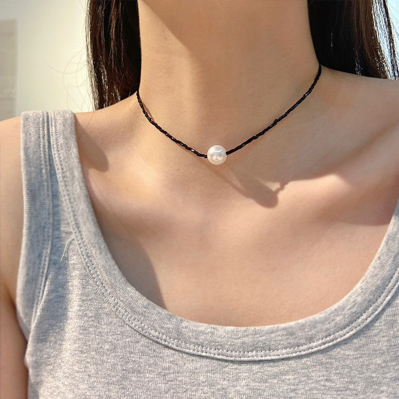 Sier Safety Lock Chinese Style White Necklace