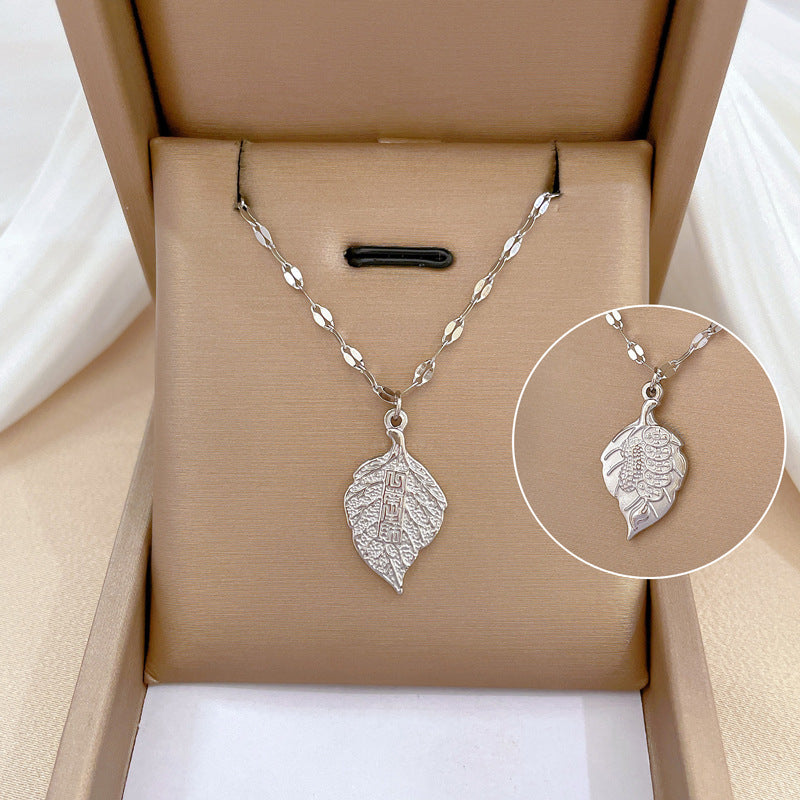 Titanium Steel One Leaf Rich Simple Necklaces