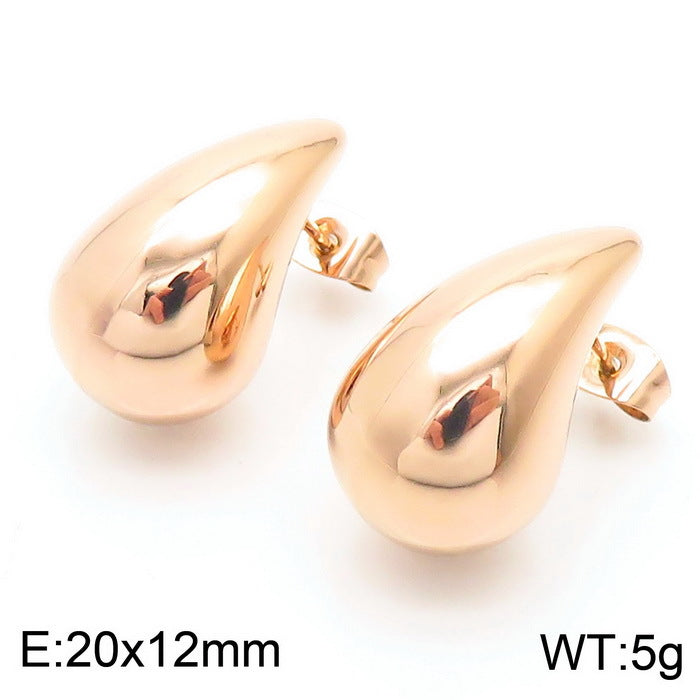 Design Chubby Water Drop Fashion Stainless Earrings