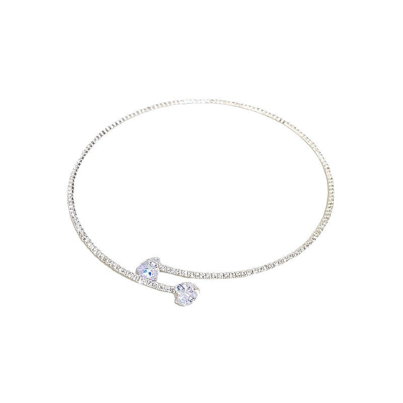 Zircon Simple Heart-shaped Super Shiny Design Fashionable Elegant High-grade Clavicle Necklaces