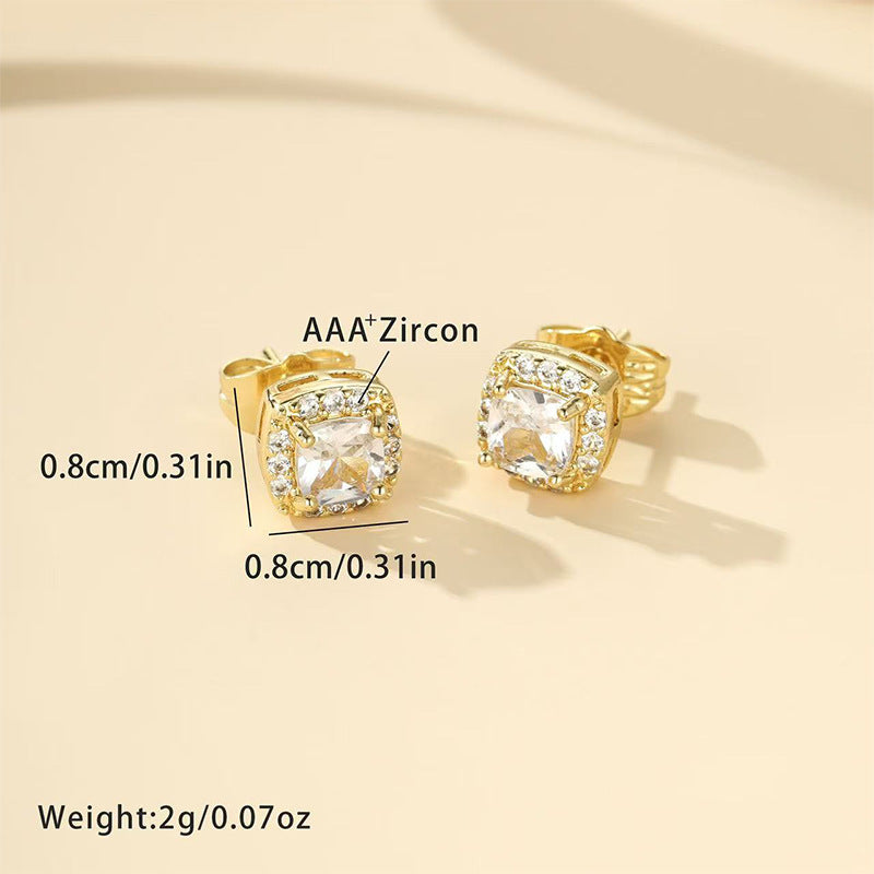 Inlaid Zirconium Color Retaining Ear Simple Earrings